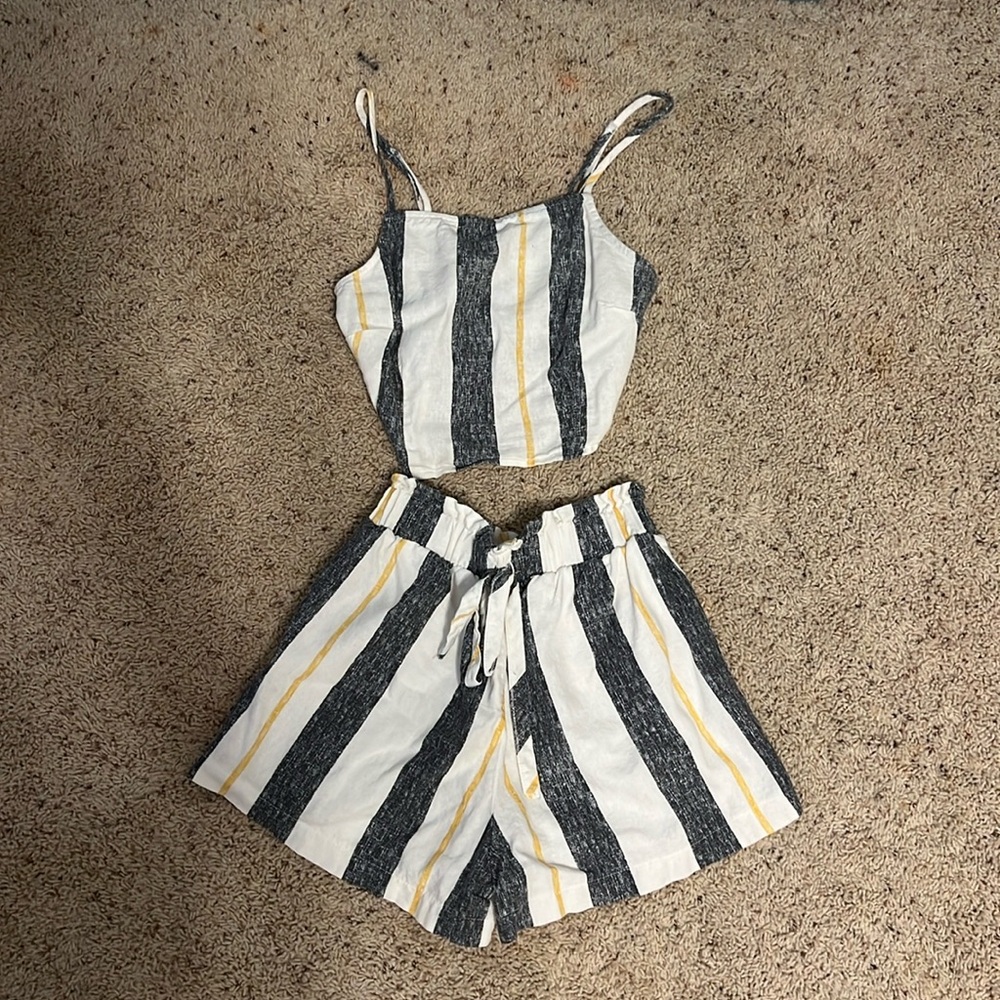 very cute striped set from Macys; top is a small and shorts are an xs